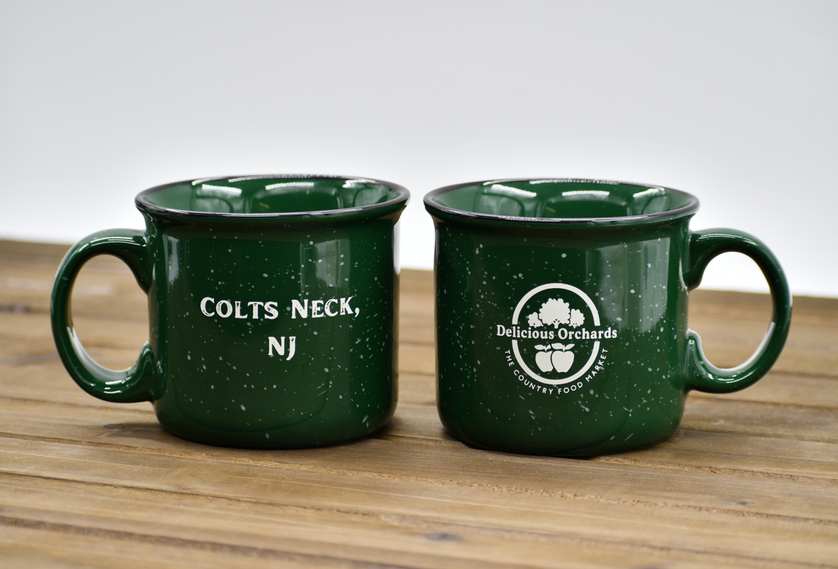 Two "D.O. Speckled Camper Mugs"