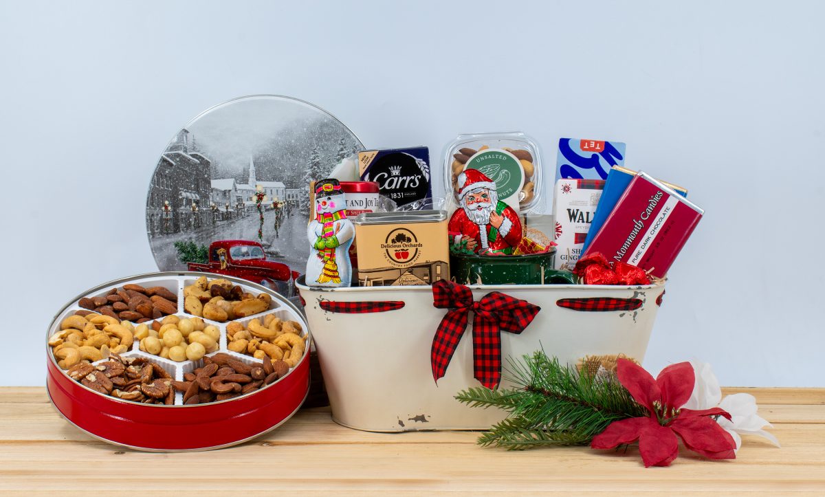 Deluxe Comfort & Joy Gift Basket w/ Nuts Tin