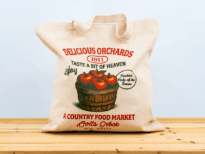 2025 Vintage Apple Cloth Tote Bag